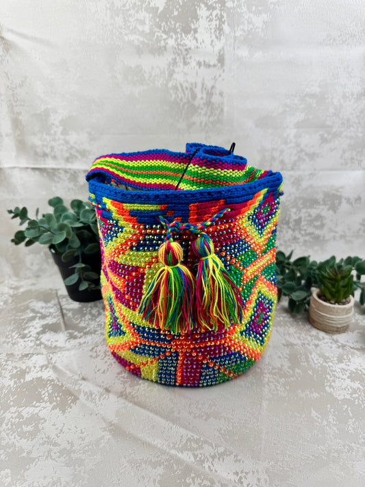 Mochila Wayuu Mediana con Piedras Brillantes