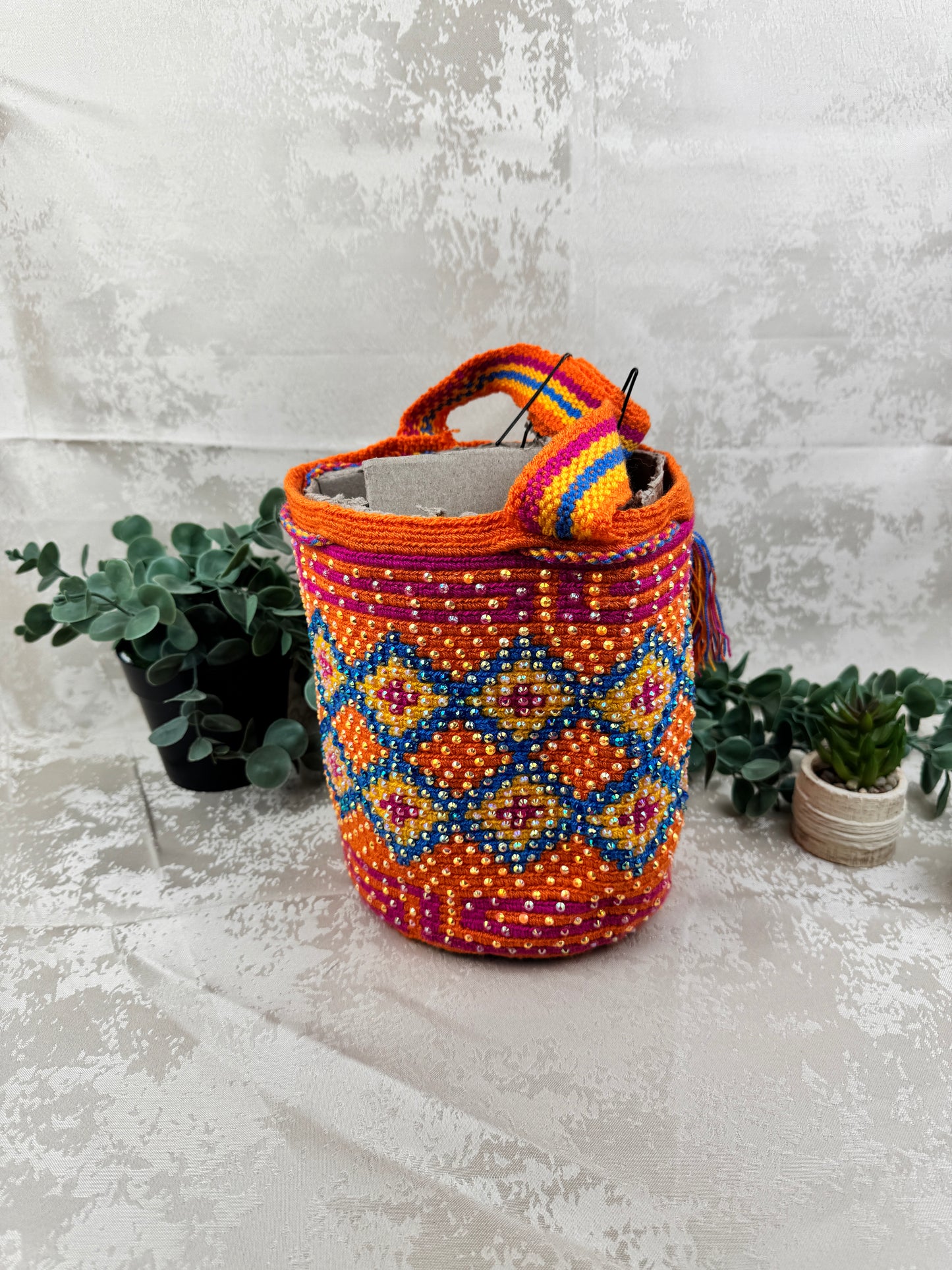 Mochila Wayuu Mediana con Piedras Brillantes