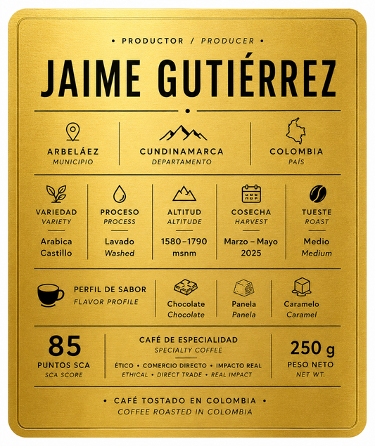 Cafe colombiano de especialidad - Jaime Gutierrez