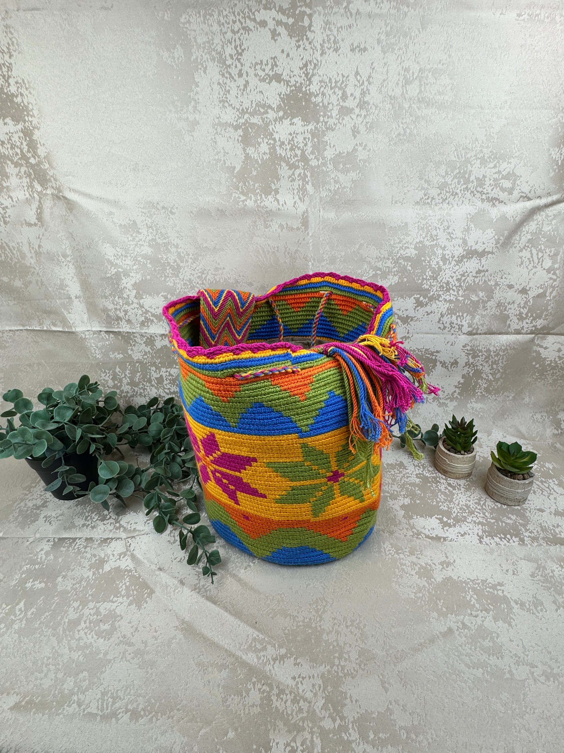 Correa ancha tejida a mano de mochila Wayuu grande artesanal