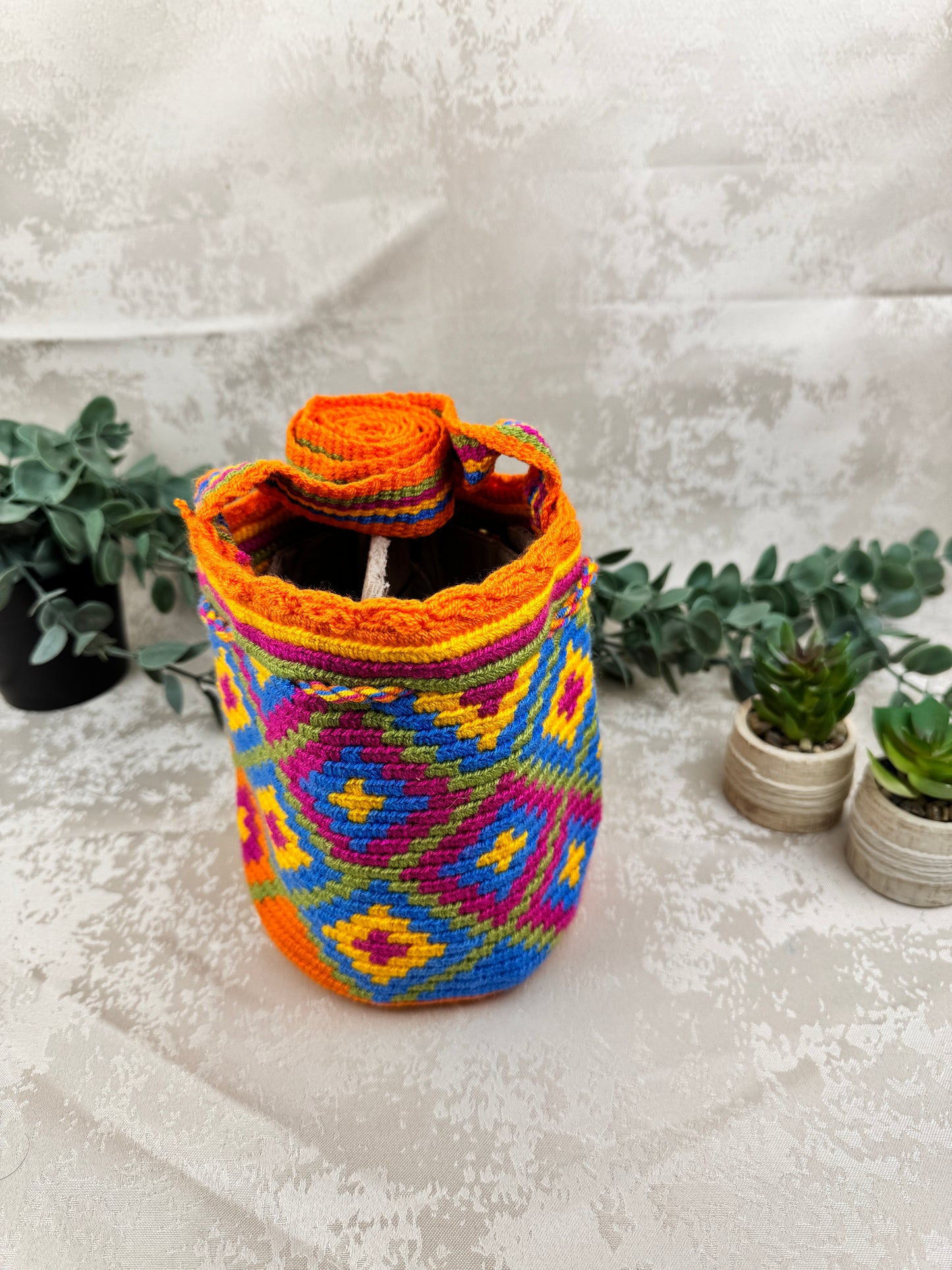 Detalle del patrón tradicional tejido en mochila Wayuu Susuchon 0.